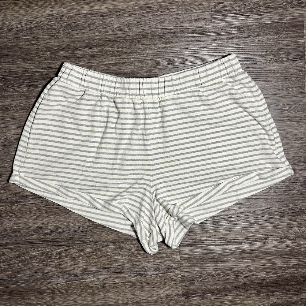 MIKUTA Grey Striped Cotton Shorts Women's XL Jersey Lounge Portugal EUC